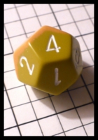Dice : Dice - 12D - Chessex Half and Half Peach and God with White Numerals - Gnome Games Wisc Oct 2011